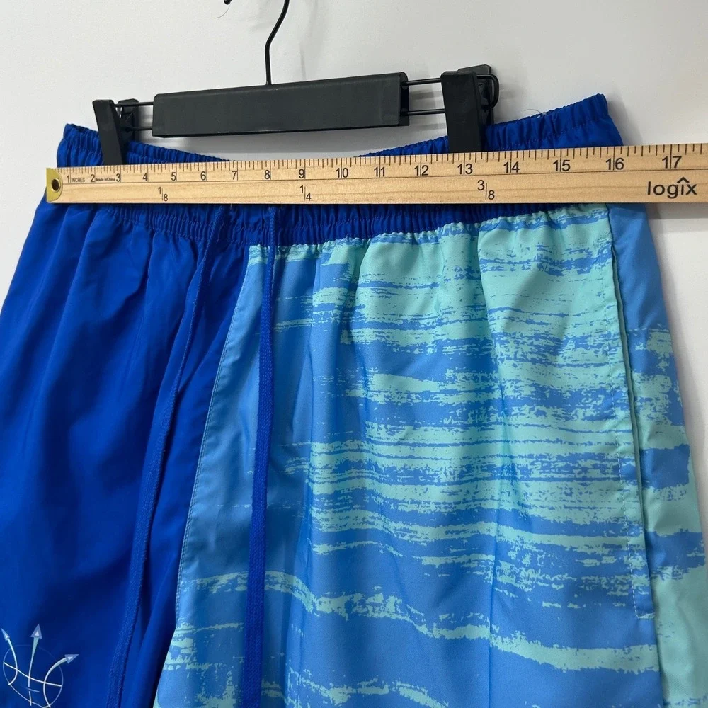 Nike Mens XL Blue Colorblock Trident Logo Mesh Lined Swim Trunks Shorts 5 Inseam